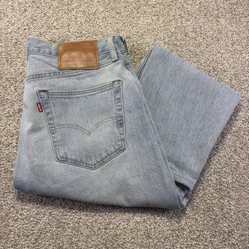 Levis 501 93 Jeans Mens 32x30 Blue Light Wash Classic Straight Denim Button Fly